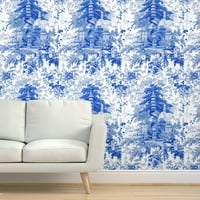 Odvojive pozadine 3FT 2FT - Chinoiserie Willow Plavi bijeli toile Kineska priroda Vrt Botanički dekor