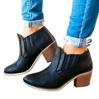 Čizme za gležnjeve za žene niske cijevi pune rukave s vintage golim čizmama cipele udobne čvrste boje