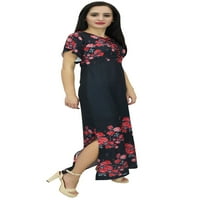 BIMBA ženski rukav crni cvjetni maxi haljina Georgette Ljeto Wear-8