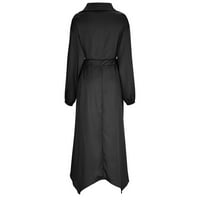 V-izrez s dugim rukavima, od suknje od suknje, crna boemska haljina za žene veličine m