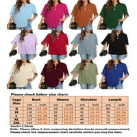 Softmalwwalw Žene Ljeto Ležerne prilike Košulje V izrez Bluza Casual Chiffon Bluzes Loose Tunic Kratki