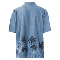 Muška ležerna ljestvica za odmor Haw Modna majica Havajska majica s kratkim rukavima, nebo plavo, m