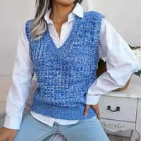 Ženski džemper bez rukava jesen Ležeran V izrez Knit tenkovi tinejdžerske djevojke Basic Lable Fit bluze