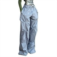 Ženska modna ulična odjeća Nepravilni džepovi široki noga visoki struk ravne vintage vrećačke pantalone