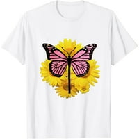 Leptir suncokret za žene majica Grafički tiskani okrugli vrat majica casual jednostavna ženska tee vrhova