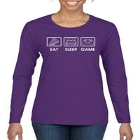 Jedite igra za spavanje Video Gamer poklon ventilator pop kultura Ženska grafička majica s dugim rukavima,