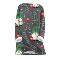 Božićne majice s dugim rukavima za žene Santa plišano toplo donje rublje Okrugli vrat Toplinsko donje