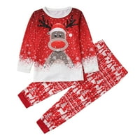 Tawop Boys Girls Pidžama Set Božićne dječje plaćene bluze za bluzu + hlače Xmas Porodica Porodica Porodica