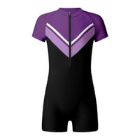 inhzoy Kid Girls Zipper Swimwear One Rashguard Swimsuit with UPF50+ Sun Protection Purple 12