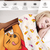 FLNYKO Flannel bacajte pokrivač Cartoon Winnie The Pooh tiskana super mekana beba pokrivačica lagana