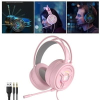 Gaming slušalice sa mikrokicom za otkazivanje buke, stereo surround, mekano slušalice sa i ružičastom