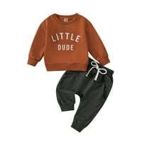 0-3T Little Boy Fall odjeća, dječja dječačka odjeća Little Boy Outfits Pismo Ispis dugih rukava s kapuljačom