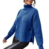 Yskkt Ženski džemperi Turtleneck Casual Dume dugih rukava Pleteo labav pulover džemper vrhovi