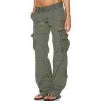 Teretne pantalone za žene Torggy elastični struk široke noge ravno fit hlače na otvorenom radne planinarske pantalone sa džepovima