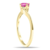 Ženska ružičasta ružičasta topaz i dijamantni valni prsten u 10k žutom zlatu