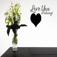 Prilagođeni zidni naljepnica - Naljepnica za ljuštenje i štap Love You Uvijek Heart Home Decor slika