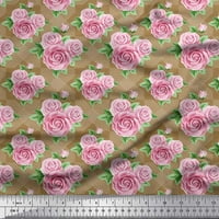 Soimoi Georgette viskoza ček tkanine, lišće i ruža cvjetno tiskano tkanina širom