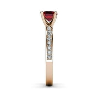 Ruby and Diamond Euro zaručni prsten 1. CT TW u 14k Rose Gold.Size 5.5