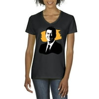 - Ženska majica s kratkim rukavima V-izrez - Ronald Reagan