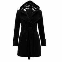 Ženski kaputi Trendi topli zimski kapuljač s kapuljačom kaiš dvostruka kasurna jakna