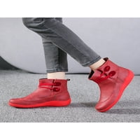 Daeful dame kožne cipele casual čizme za gležnjeve ravne čizme Vintage klizanje na ženskoj modnoj crvenoj