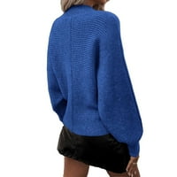 Ženski džemperi casual obični puloveri za okrugli vrat Royal Blue L