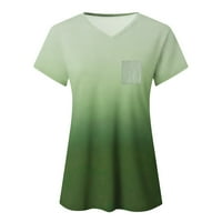 Ženski vrhovi kratkih rukava s majicama V izrez Košulje Gradijent Ispis Ležerne modne osnovne bluze