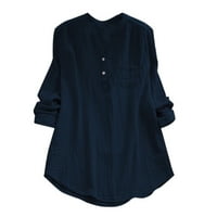 Lroplie T majice za žene plus veličine okruglog izreka dugih rukava ženski vrhovi čvrsta labava košulja