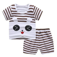 Verpetridure Unise Toddler Baby Ljeto odijelo Crtani kratki rukav Majica Crewneck Tee Tops + Shorts
