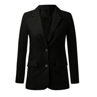 Hwmodou dame jakna Čvrsta boja sa spuštenim ovratnikom dugih rukava Formalni džepni dugme Bodycon odijelo