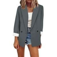 Wendunide kaputi za žene Ženske casual džepne ured Blazer nakladan prednji kardigan jakna Radno odijelo