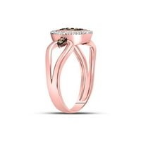 10K ružičasto zlato Brown Diamond Trg KLUSTER prsten CTTW