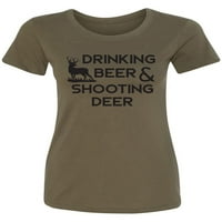 Pijenje piva i pucanja jelena ženska crewneck tee