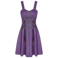 Wenini Clearians Vintage haljina za žene, ženska gotička pankerska haljina stila bez rukava bez ramena