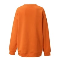 Hanas vrhovi dukserice ženske ležerne vještice uzorak pulover labavi smiješni patchwork top narandžasti