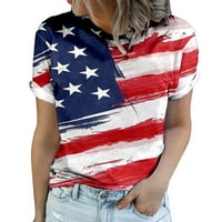 Ženska majica Kratki rukav Okrugli izrez SAD 4. srpnja 1. srpnja Zastave za žene Lose Fit Pamuk Majica