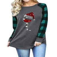 Niveer žene Buffalo plairani pulover vrhovi raglan rukava Provjerite patchwork božićne majice casual