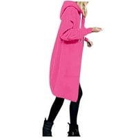 Miluxas ženska modna jakna s kapuljačom pune boje Zip Džep dugih rukava Top bluza Clearance Hot Pink
