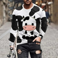 CLLIOS grafički tees Muška čišćenje 3D krava Print majica s dugim rukavima Vježbanje TOP Streetwear