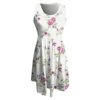 Puuawkoer, ležerna haljina sa labavim rezervoalom ljetna cvjetna tiskana haljina na daske bez rukava