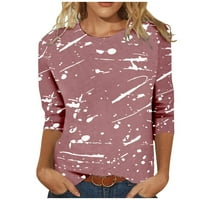 Bluze za žene plus veličine bavi ženskim modnim tiskanim labavim majicama srednjih rukava bluza okrugli