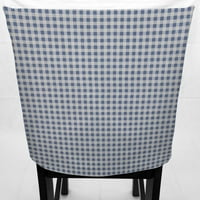 Svijetlo plava i bijela provjerena Gingham stolica za trpezariju za trpezariju na stražnjim poklopcima ili poklopci sjedala po potrebima Pennyja