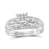 Čvrsti 10K bijeli zlatni dijamantni klaster Muški parni par, tri prstena za vjenčani angažman bridalni