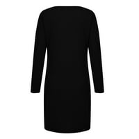 Ženske ženske haljine s dugim rukavima cvjetna tiskana čvrsto elegantna maxi crna haljina