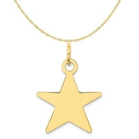 Carat u karatsu 14k žuti zlatni zvjezdani privjesak šarm sa 10k žutom zlatnom laganom konopskom ogrlicu