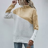 Modni džemperi za žene casual dugih rukava casual color color patchwork džemper bluza