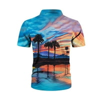CLLIOS MENS Havajski košulje Summer Tropical Print Majica Labavi kratkih rukava Dugme dolje Aloha Majica