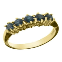 Britanci napravio 9k žuto zlato prirodno London Blue Topaz ženski vječni prsten - Opcije veličine -