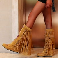 Ženske cipele Žene Stil Žene Peteli Frock Bock Chinese Boots Boots High Long Stas tassel Nation kožne