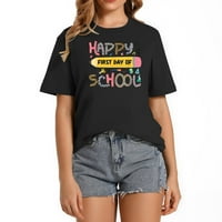 Sretan prvi dan školskog učitelja smiješan nazad u školsku majicu